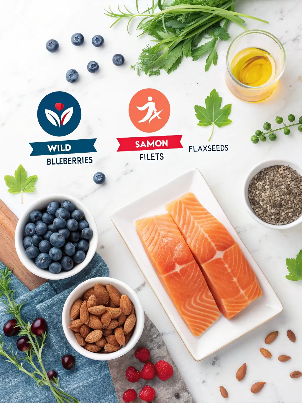A visually appealing image of a collection of superfoods like berries, nuts, and seeds, symbolizing the benefits of incorporating nutrient-rich foods into one's diet.